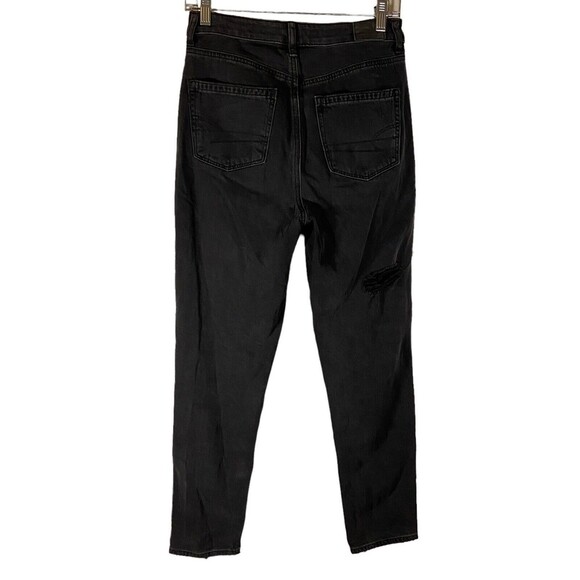 American Eagle Women's Size 2 Mom Straight Jean Distressed Faded Black Denim 90s - Picture 2 of 14